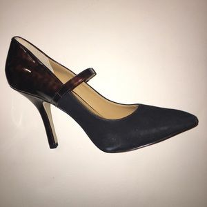 Nine West Bria Blk Suede Marbled Patent Leather